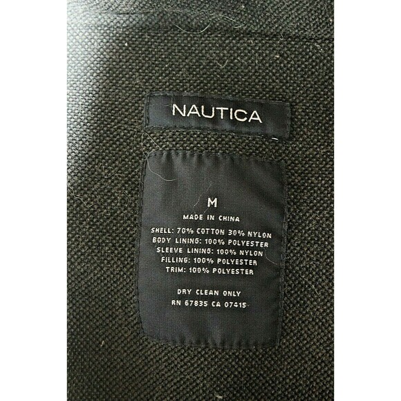 Nautica Tan Bomber Jacket Coat Hidden Hoodie Wool Like Lining Mens Size M - Picture 9 of 9